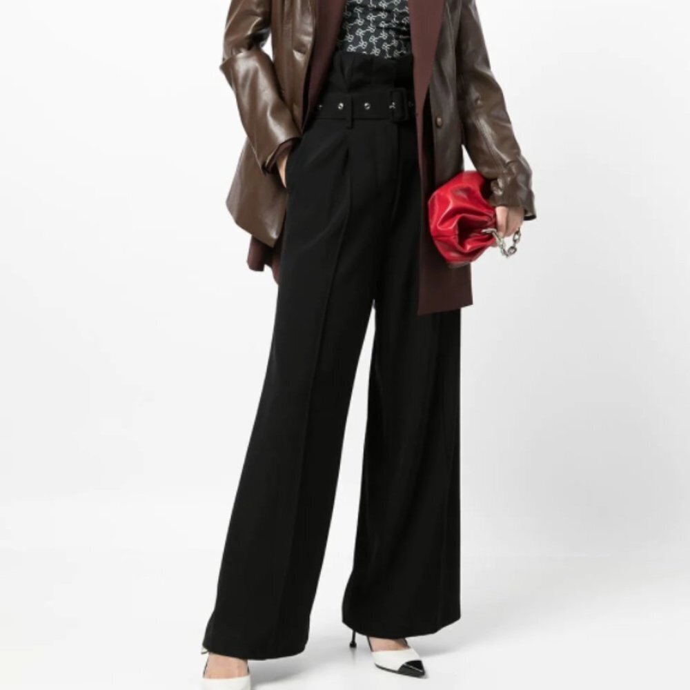 Rokh Women's Belted Paperbag High Waisted Trousers -8
